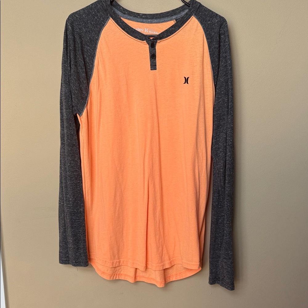 Hurley Youth Long Sleeve Tee in Orange and Charcoal